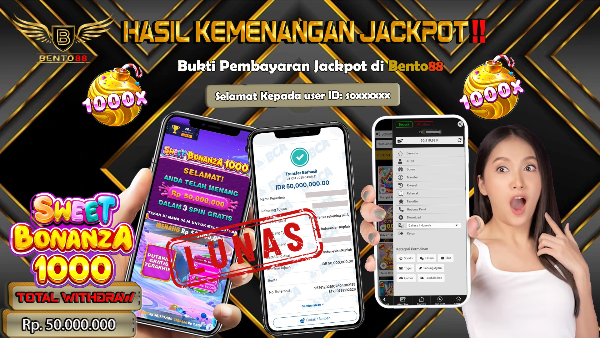 BENTO88 Jackpot Slot Rp 50,000,000 ~ Lunas