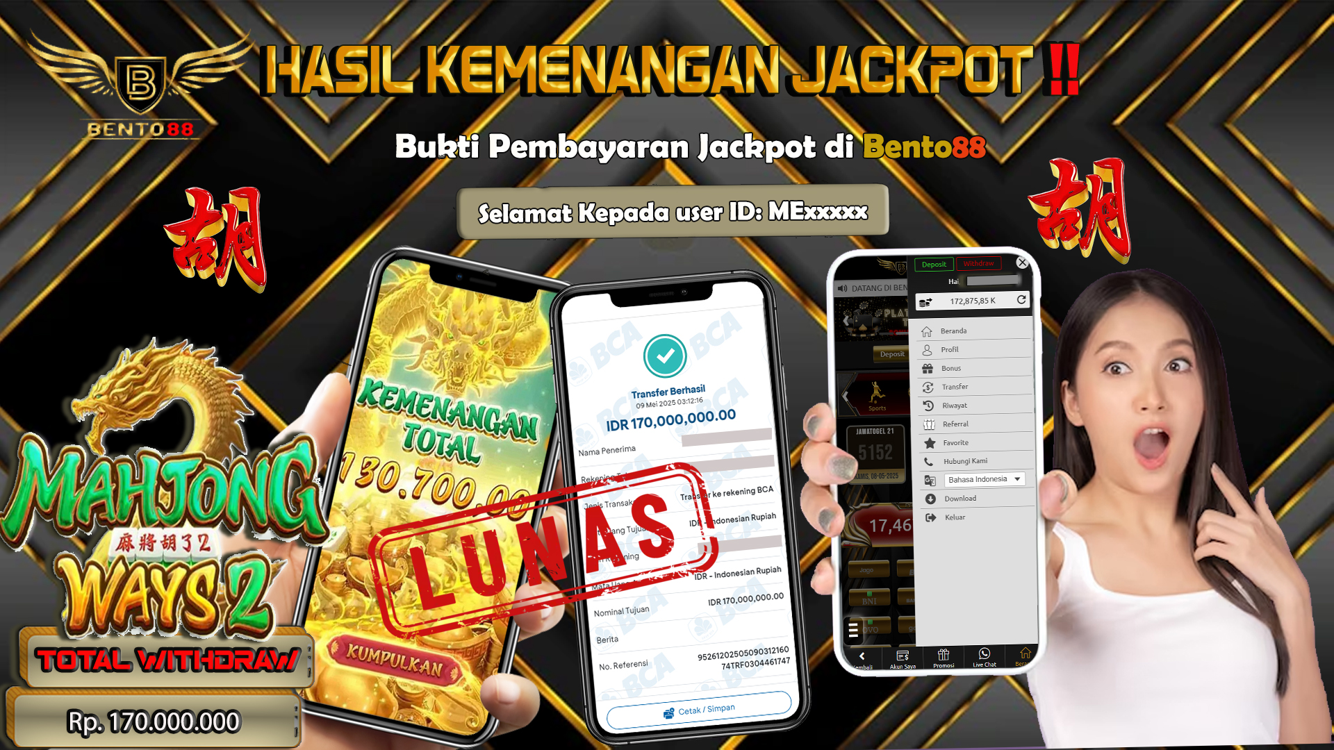 BENTO88 Jackpot Slot Rp 170,000,000 ~ Lunas