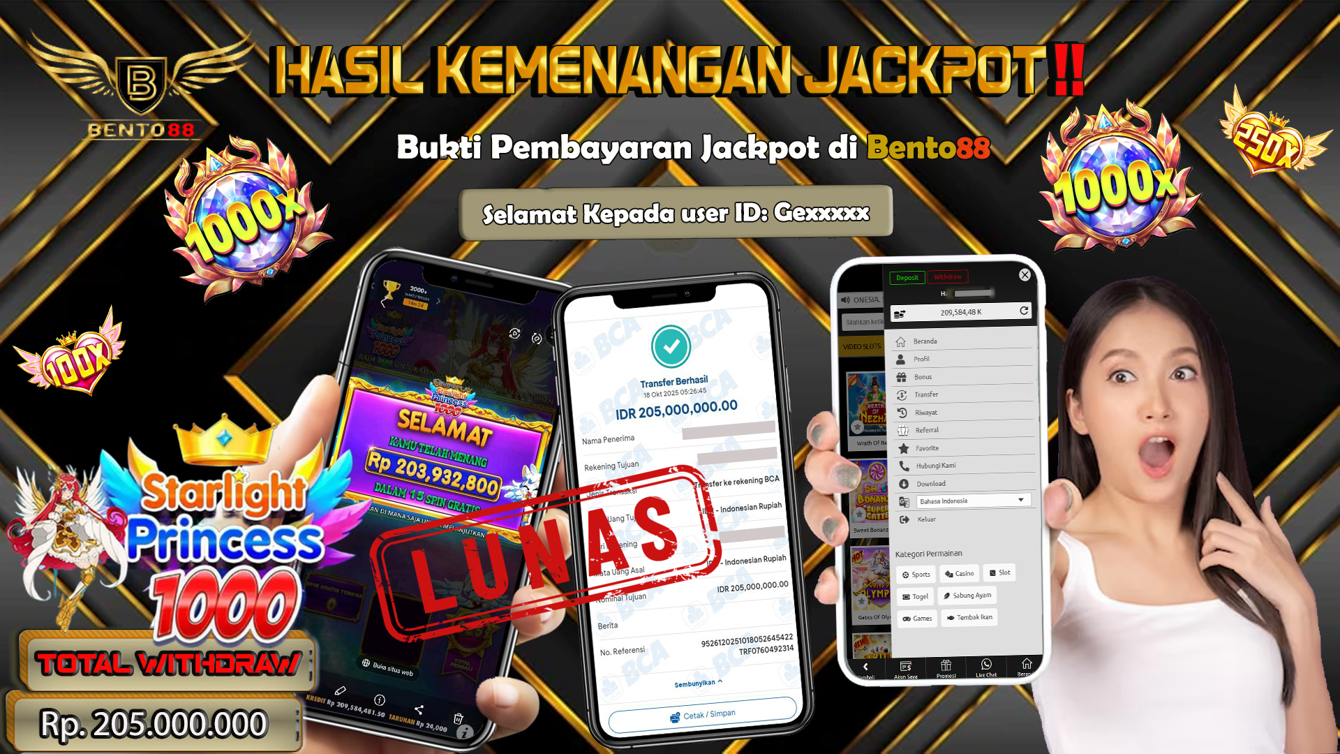 BENTO88 Jackpot Slot Rp 205,000,000 ~ Lunas
