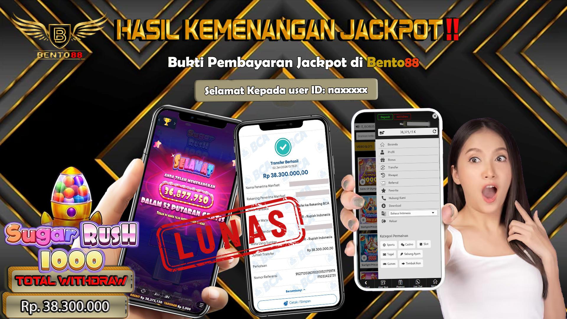 BENTO88 Jackpot Slot Rp 38,300,000 ~ Lunas