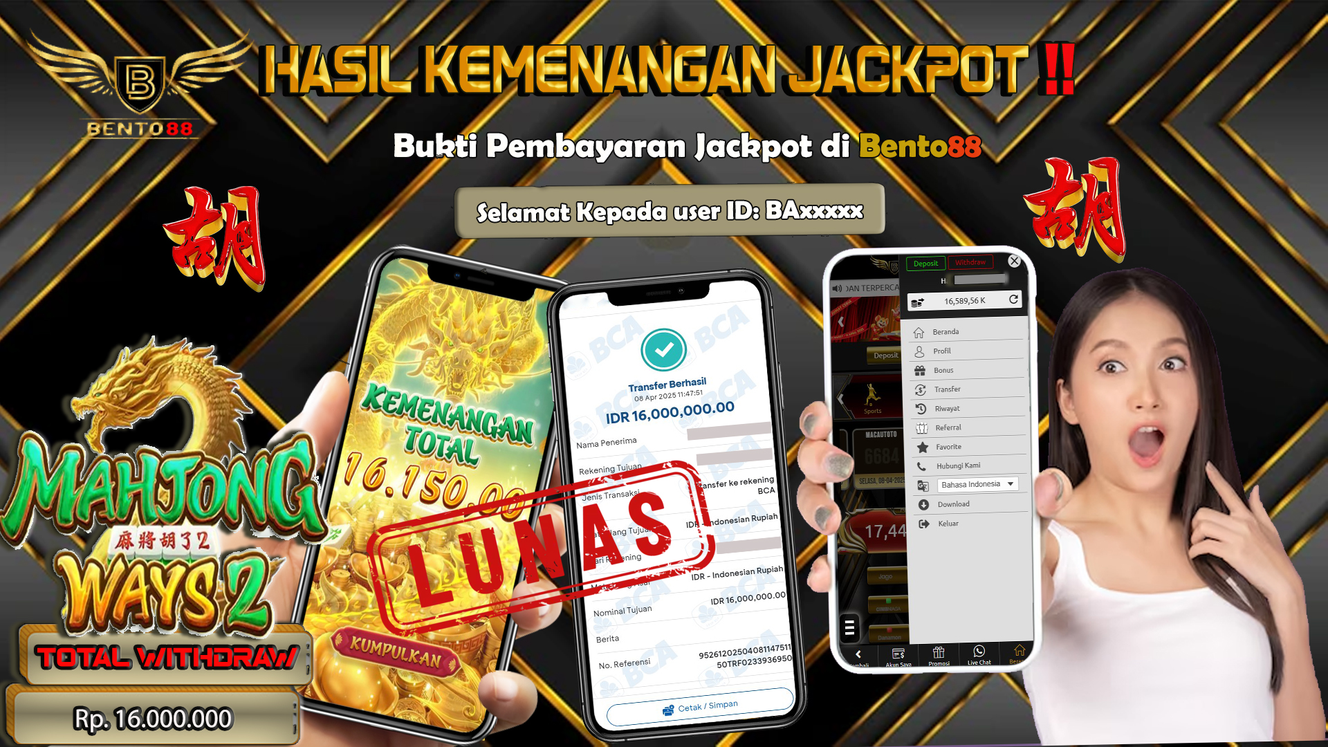 BENTO88 Jackpot Slot Rp 16,000,000 ~ Lunas