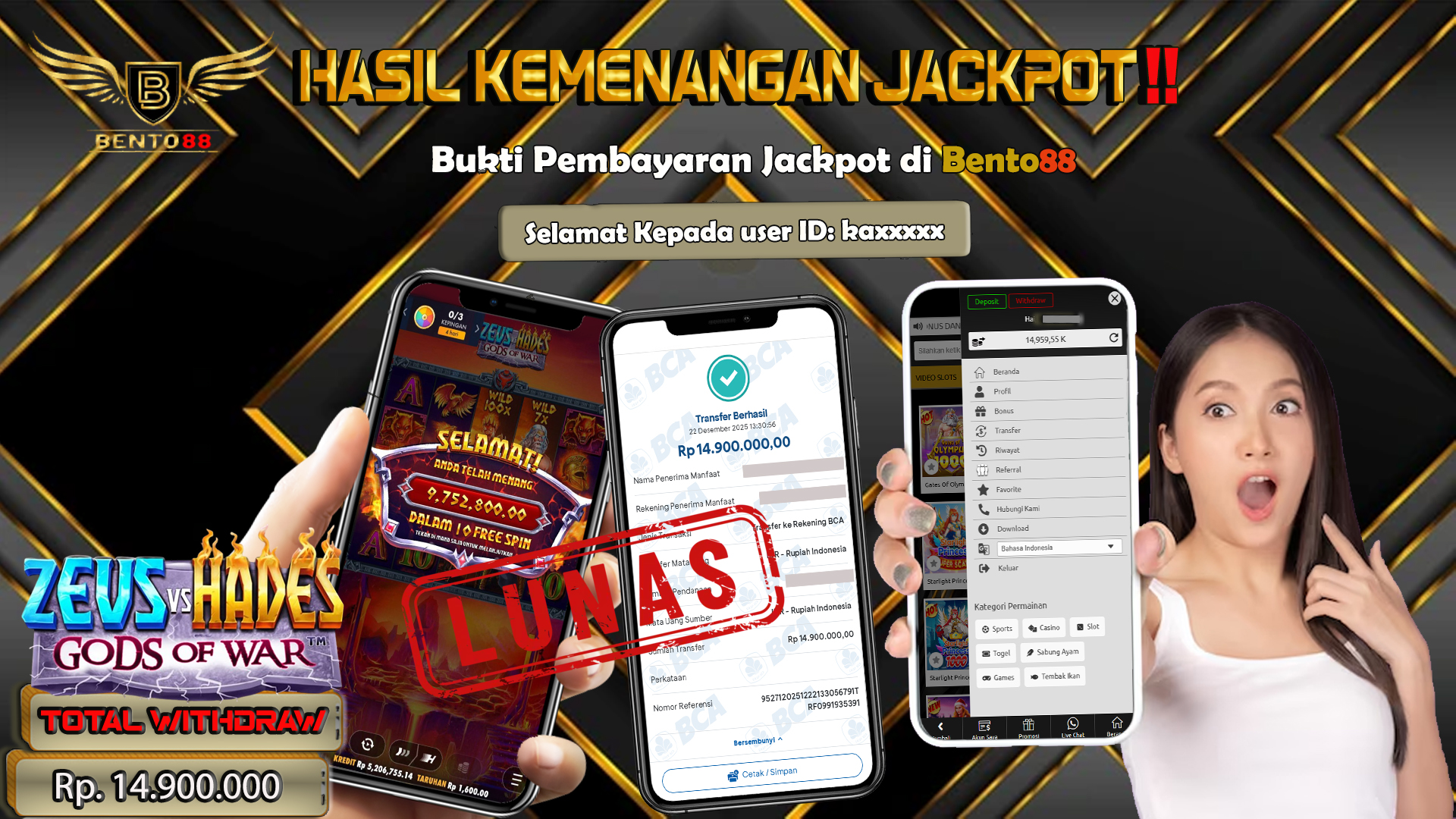 BENTO88 Jackpot Slot Rp 14,900,000 ~ Lunas