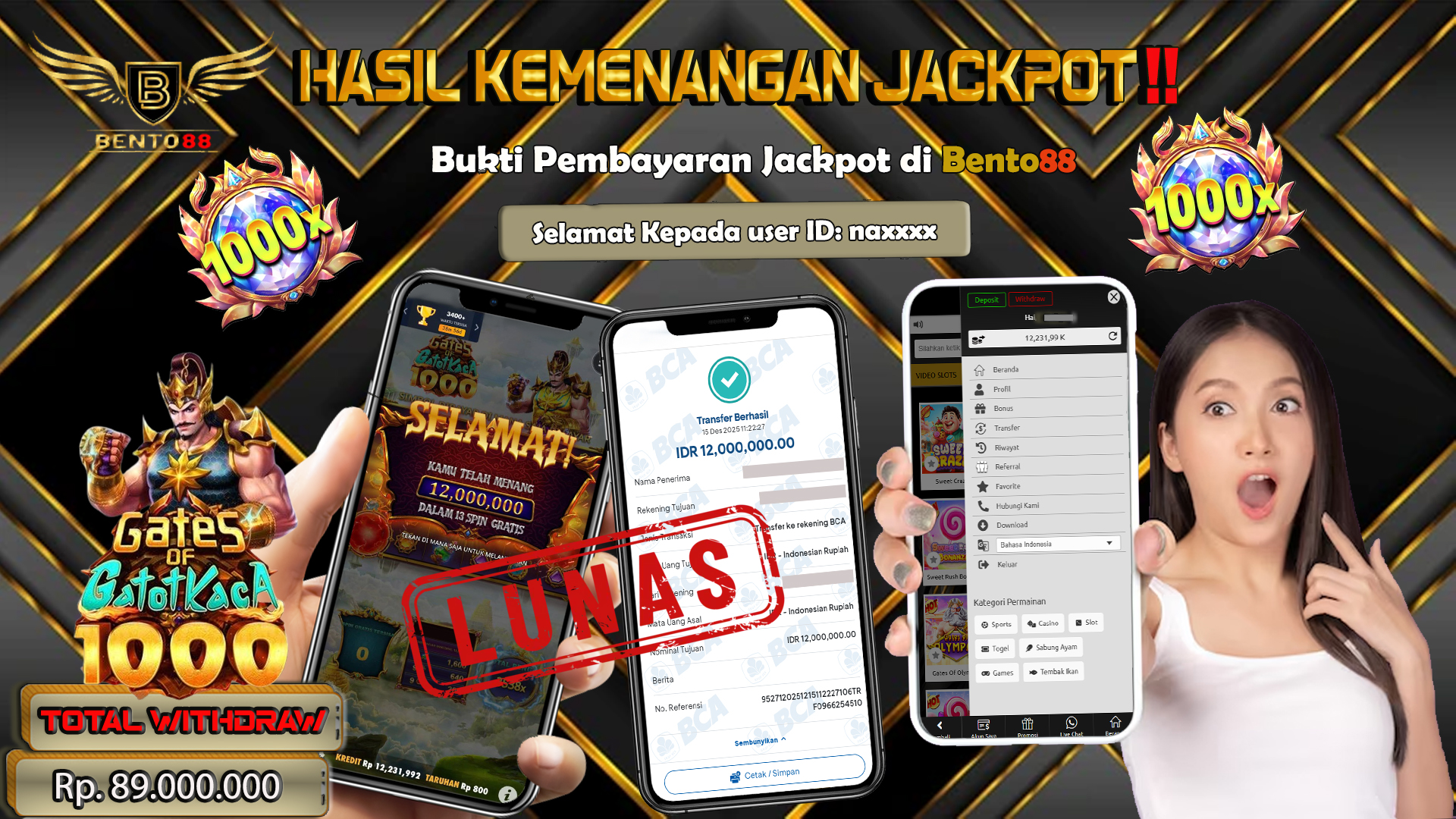 BENTO88 Jackpot Slot Rp 12,000,000 ~ Lunas