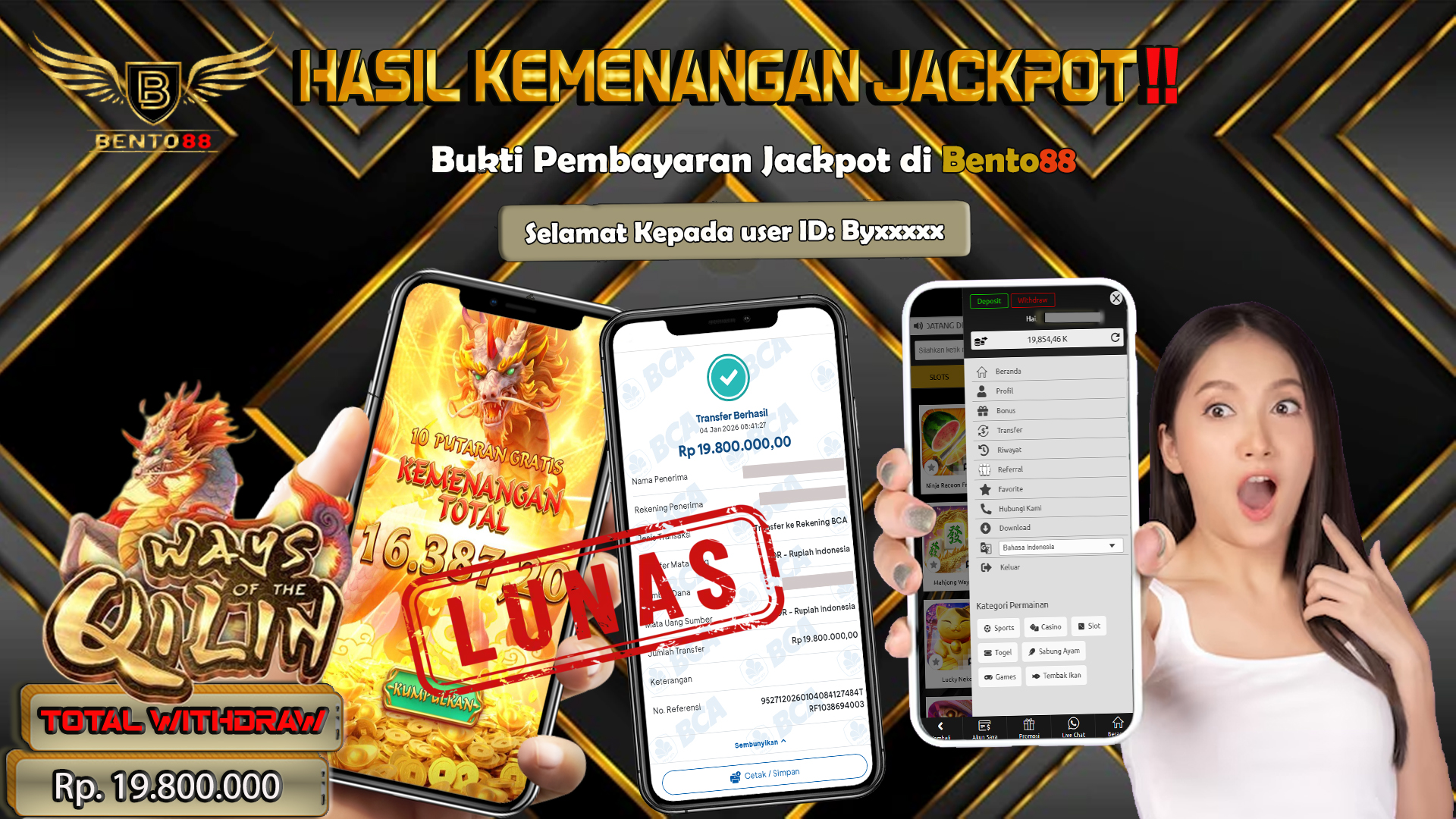 BENTO88 Jackpot Slot Rp 19,800,000 ~ Lunas