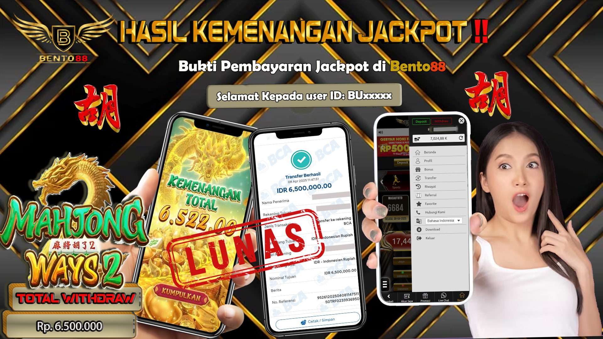 BENTO88 Jackpot Slot Rp 6,500,000 ~ Lunas