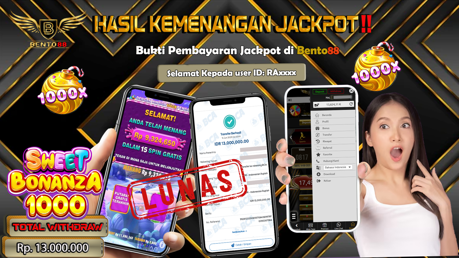 BENTO88 Jackpot Slot Rp 13,000,000 ~ Lunas