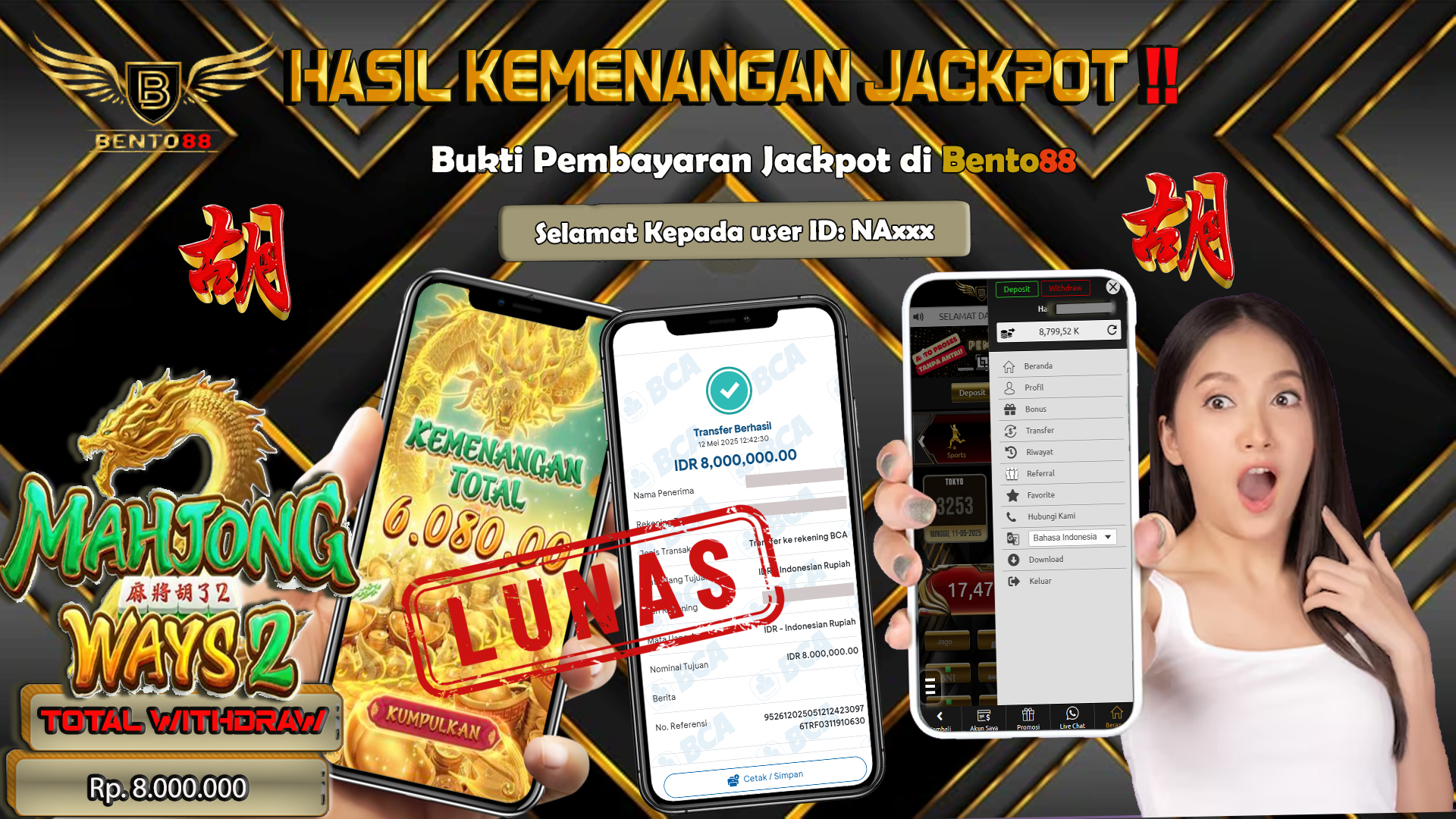BENTO88 Jackpot Slot Rp 8,000,000 ~ Lunas