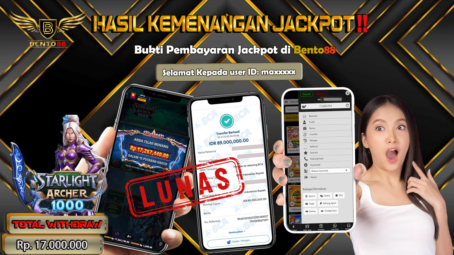 BENTO88 Jackpot Slot Rp 17,000,000 ~ Lunas