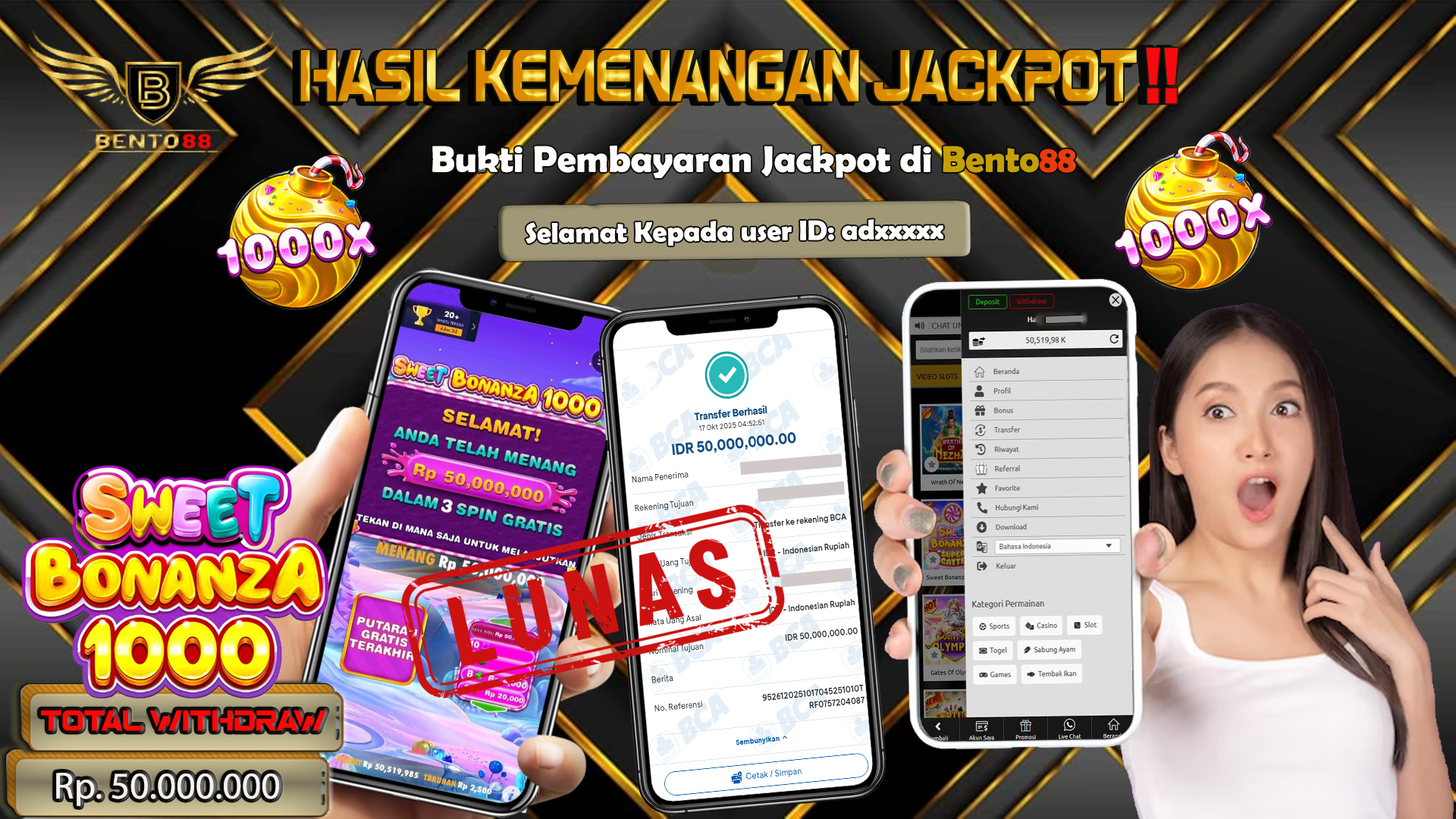 BENTO88 Jackpot Slot Rp 50,000,000 ~ Lunas