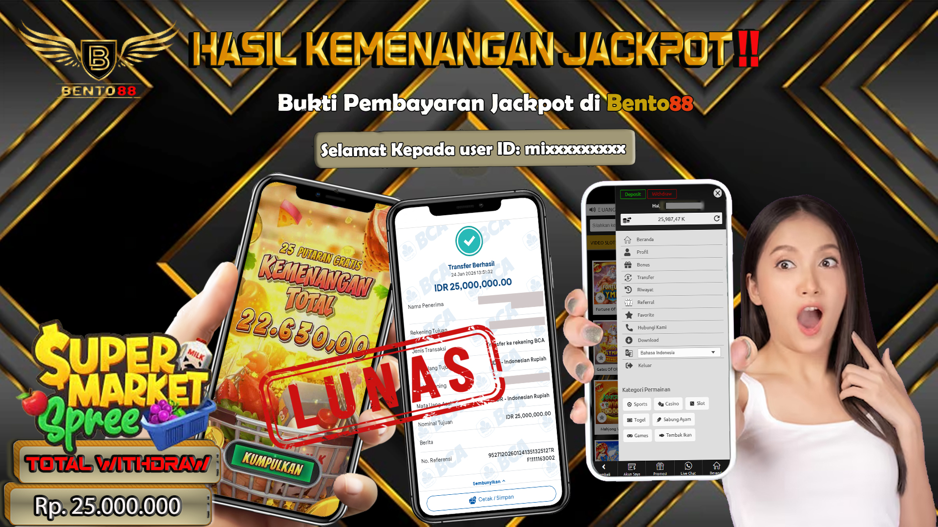 BENTO88 Jackpot Slot Rp 25,000,000 ~ Lunas