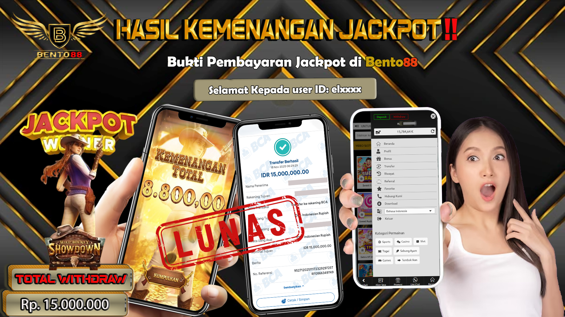 BENTO88 Jackpot Slot Rp 15,000,000 ~ Lunas