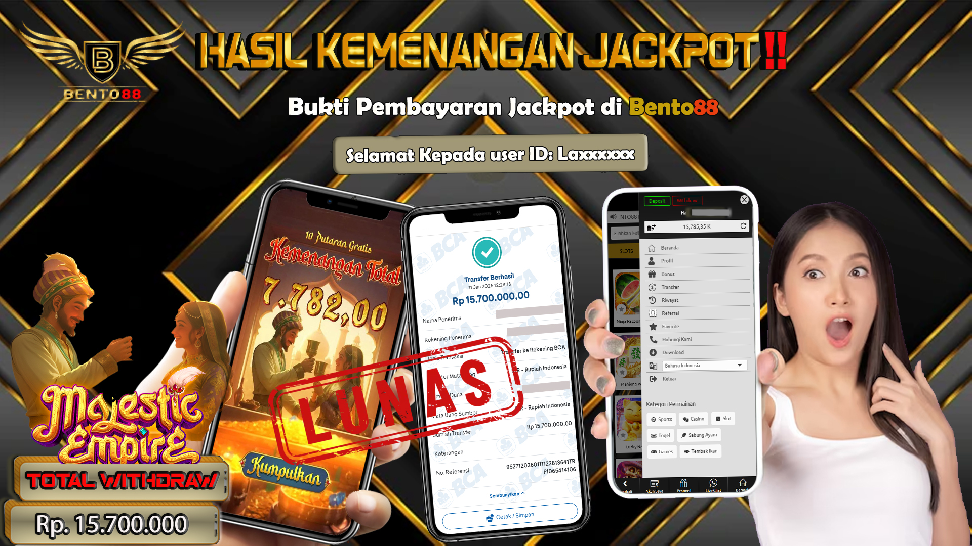 BENTO88 Jackpot Slot Rp 15,700,000 ~ Lunas