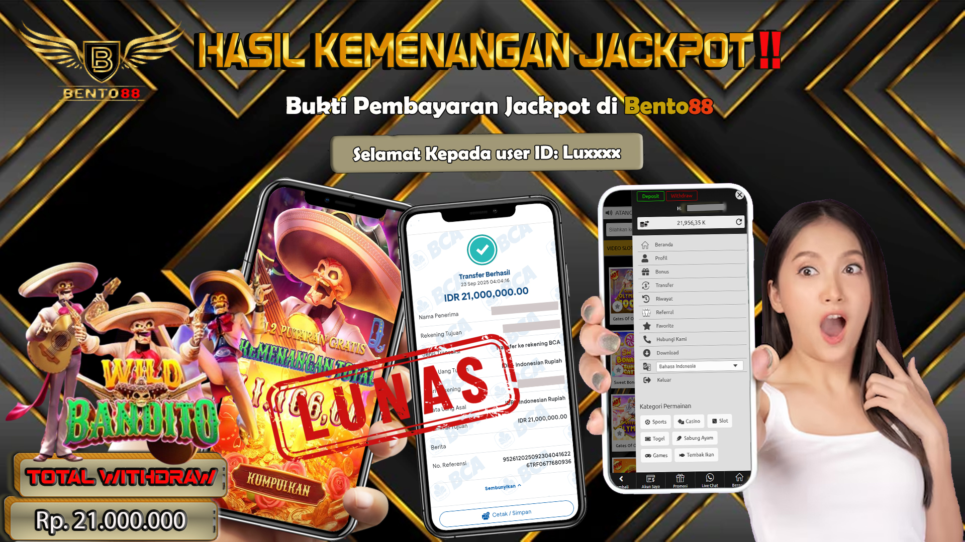 BENTO88 Jackpot Slot Rp 21,000,000 ~ Lunas