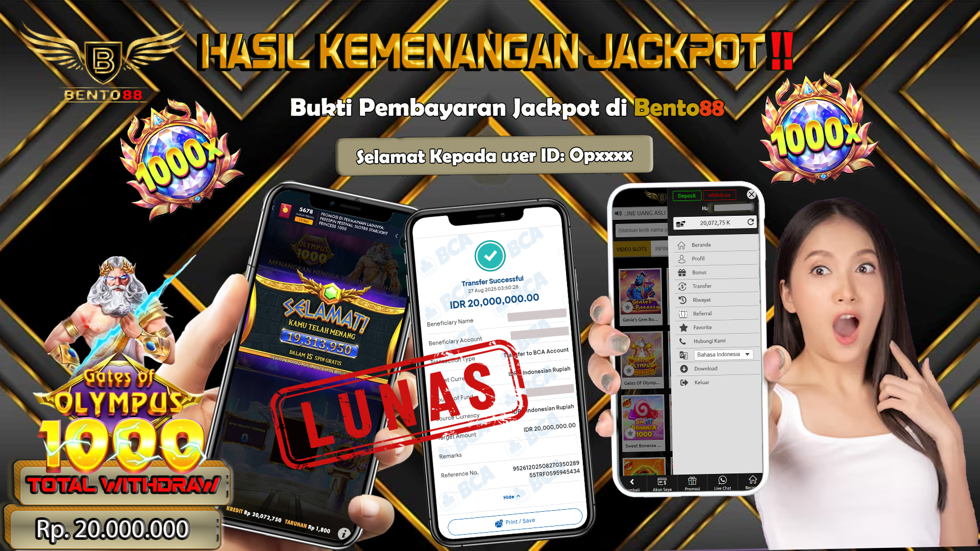 BENTO88 Jackpot Slot Rp 20,000,000 ~ Lunas
