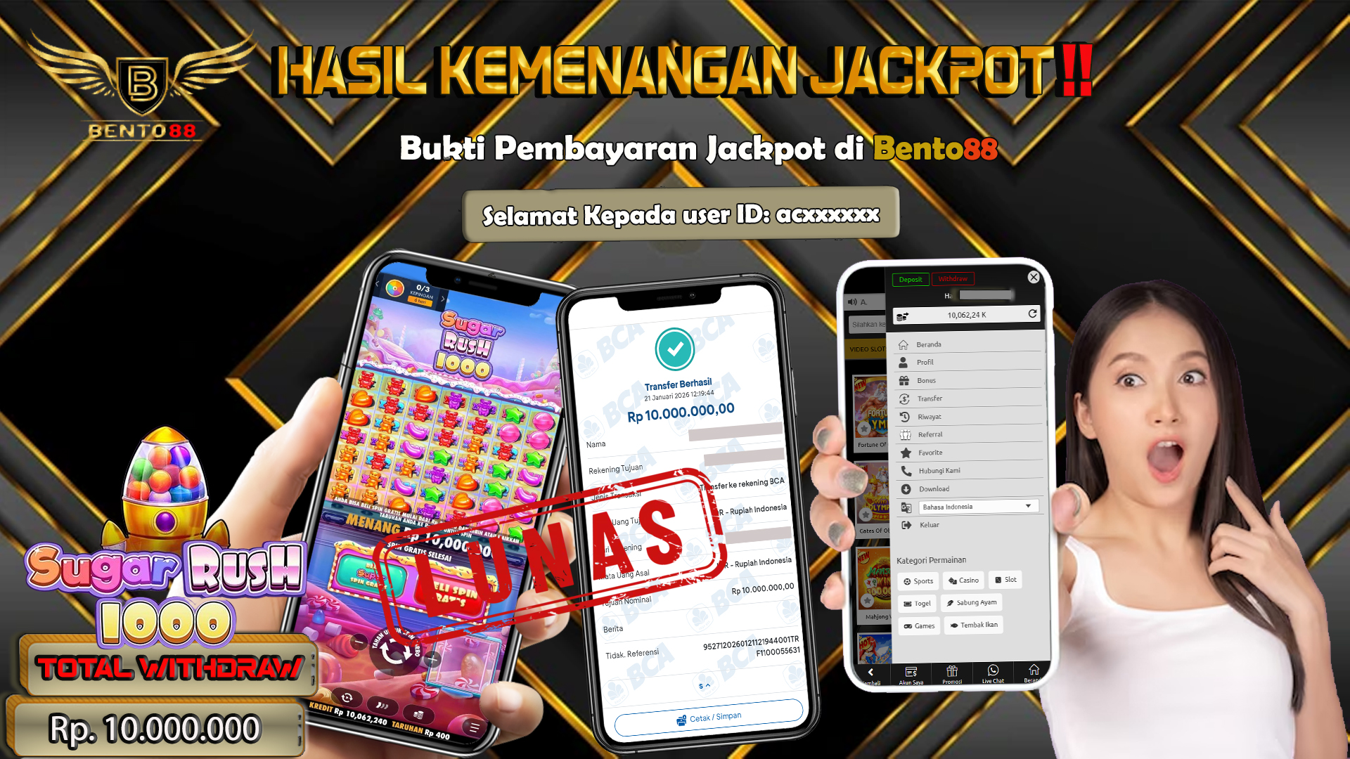 BENTO88 Jackpot Slot Rp 10,000,000 ~ Lunas